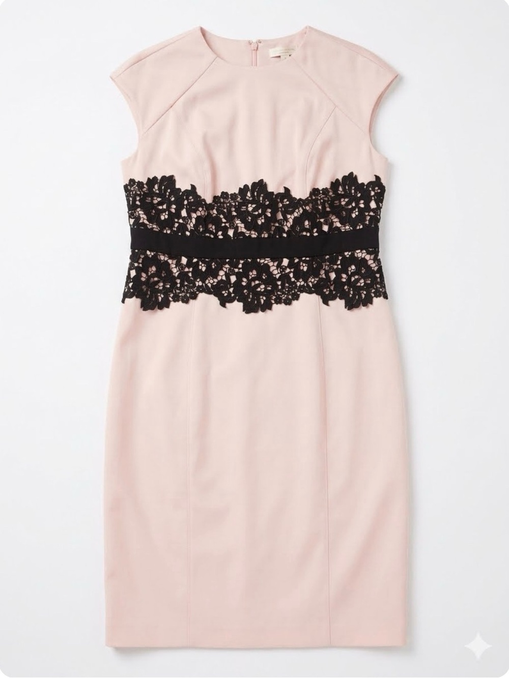 New York & Company Light Pink Midi Dress with Black Lace Waist - Picture 4 of 6